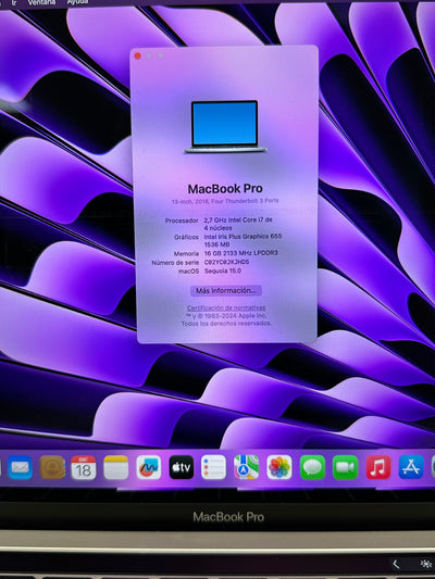 MacBook Pro 13" 2018 TB i7 16gb 500gb SSD