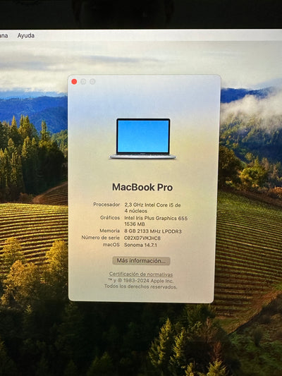 MacBook Pro 13" 2018 TB i5 8gb 250gb SSD