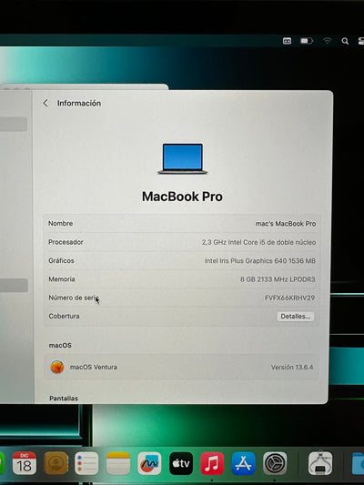 MacBook Pro 13" 2017 i5 8gb 250gb SSD