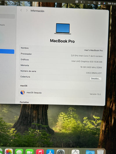 MacBook Pro 15" 2019 i7 16gb 512gb SSD