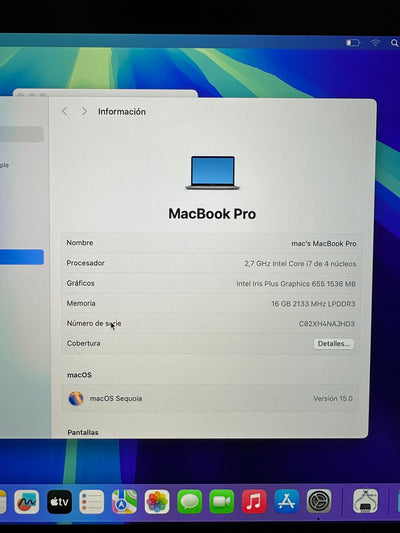 MacBook Pro 13" 2018 TB i7 16gb 500gb SSD