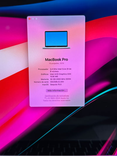 MacBook Pro 15" 2019 i9 32gb 1tb SSD