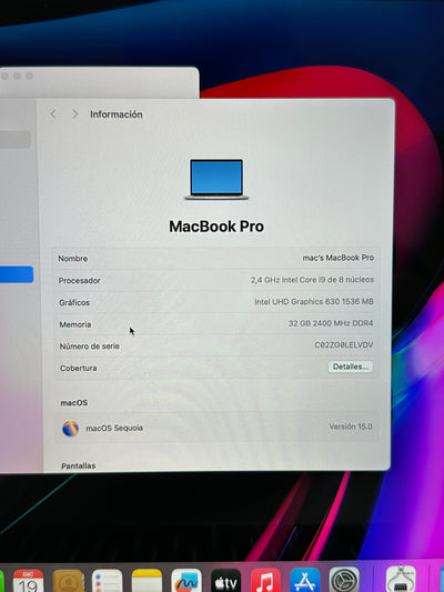 MacBook Pro 15" 2019 i9 32gb 1tb SSD