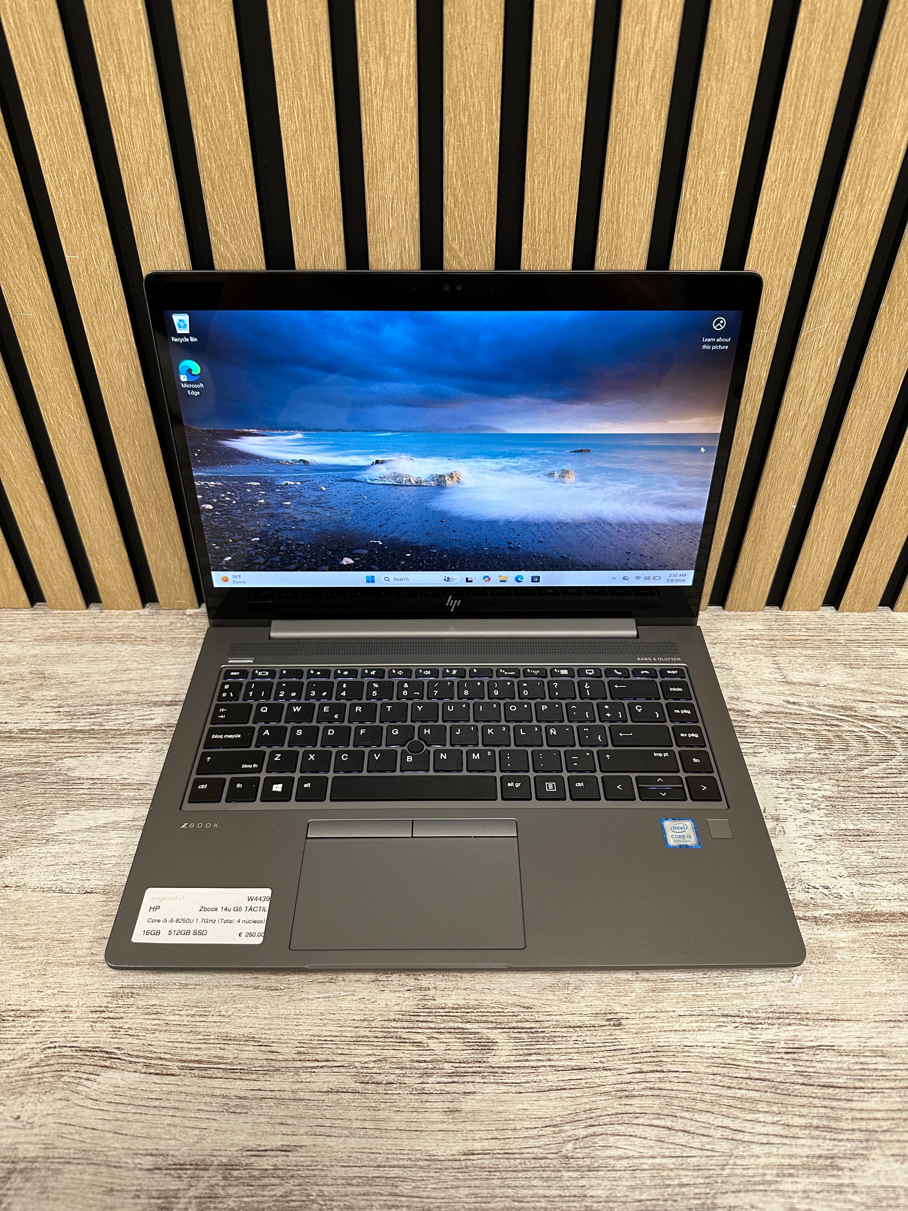 HP Zbook 14u G5 TÁCTIL  Core i5 i5-8250U 1.7GHz (Total: 4 núcleos) 16GB 512GB SSD